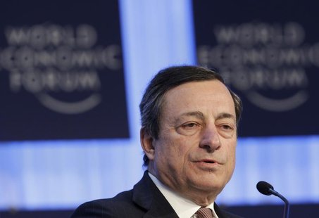 European Central Bank (ECB) President Mario Draghi attends the annual meeting of the World Economic Forum (WEF) in Davos January 25, 2013. R European Central Bank (ECB) President Mario Draghi attends the annual meeting of the World Economic Forum (WEF) in Davos January 25, 2013. R