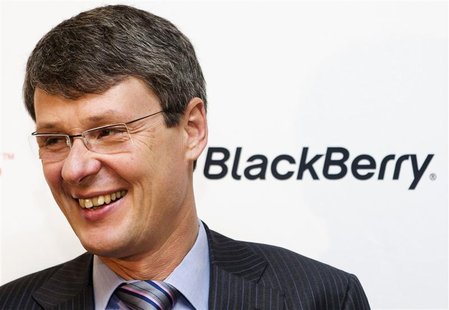 Blackberry CEO Thorsten Heins attends a launch event for the new Blackberry Z10 device at a Rogers store in Toronto February 5, 2013. REUTER Blackberry CEO Thorsten Heins attends a launch event for the new Blackberry Z10 device at a Rogers store in Toronto February 5, 2013. REUTER