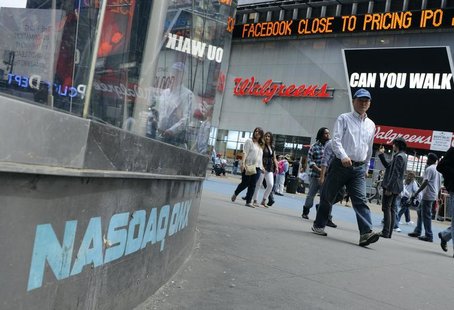 News of the Facebook IPO is seen on the Times Square news scroller across from the Nasdaq Market site in New York, May 17, 2012. REUTERS/Kei News of the Facebook IPO is seen on the Times Square news scroller across from the Nasdaq Market site in New York, May 17, 2012. REUTERS/Kei