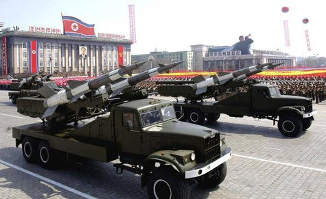 Rockets are carried by military vehicles during a military parade to celebrate the centenary of the birth of North Korea's founder Kim Il-su Rockets are carried by military vehicles during a military parade to celebrate the centenary of the birth of North Korea's founder Kim Il-su