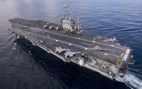 The X-47B Unmanned Combat Air System (UCAS) demonstrator taxies on the flight deck of the aircraft carrier USS Harry S. Truman in the Atlant The X-47B Unmanned Combat Air System (UCAS) demonstrator taxies on the flight deck of the aircraft carrier USS Harry S. Truman in the Atlant