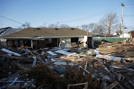 A view of a house destroyed by Superstorm Sandy with its debris still uncleared at Staten Island in New York January 4, 2013. REUTERS/Eduard A view of a house destroyed by Superstorm Sandy with its debris still uncleared at Staten Island in New York January 4, 2013. REUTERS/Eduard
