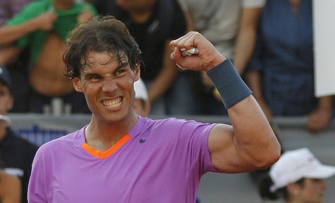 Spain's Rafael Nadal gestures after winning a match against Argentina's Federico Delbonis during their men's singles match at the Chilean Op Spain's Rafael Nadal gestures after winning a match against Argentina's Federico Delbonis during their men's singles match at the Chilean Op