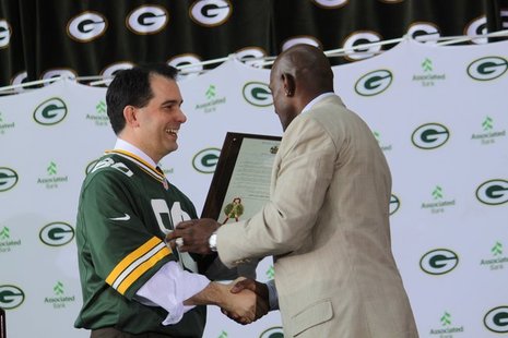 Governor Scott Walker issues proclamation of "Donald Driver Day" in Wisconsin during Lambeau Field retirement ceremony on Feb. 6, 2013. Governor Scott Walker issues proclamation of "Donald Driver Day" in Wisconsin during Lambeau Field retirement ceremony on Feb. 6, 2013.