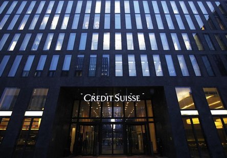 A logo of Swiss bank Credit Suisse is seen on a building in Zurich, January 15, 2013. REUTERS/Michael Buholzer A logo of Swiss bank Credit Suisse is seen on a building in Zurich, January 15, 2013. REUTERS/Michael Buholzer