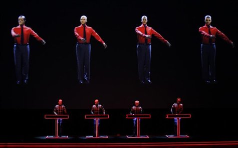 German electronic band Kraftwerk perform with a 3d stage set at the Tate Modern in London February 6, 2013. REUTERS/Luke MacGregor German electronic band Kraftwerk perform with a 3d stage set at the Tate Modern in London February 6, 2013. REUTERS/Luke MacGregor