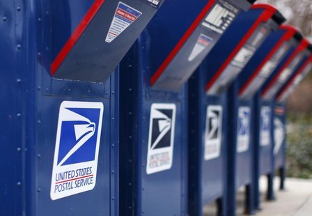A view shows U.S. postal service mail boxes at a post office in Encinitas, California February 6, 2013. REUTERS/Mike Blake A view shows U.S. postal service mail boxes at a post office in Encinitas, California February 6, 2013. REUTERS/Mike Blake