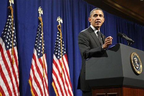 U.S. President Barack Obama gestures during remarks at the House Democratic Issues Conference in Lansdowne, Virginia, February 7, 2013. REUT U.S. President Barack Obama gestures during remarks at the House Democratic Issues Conference in Lansdowne, Virginia, February 7, 2013. REUT