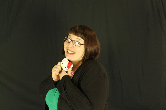 Melissa and her Hello Kitty pet! It was the only thing that would make her smile.