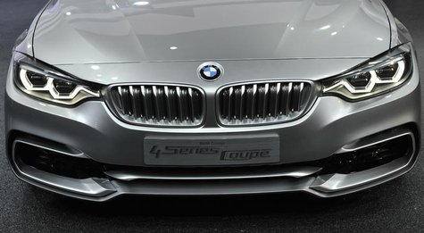Close up view of the front of the BMW 4 Series Concept coupe as it is displayed at the North American International Auto Show in Detroit, Mi Close up view of the front of the BMW 4 Series Concept coupe as it is displayed at the North American International Auto Show in Detroit, Mi