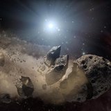 Image courtesy of NASA shows an artist's concept of a broken-up asteroid. Scientists think that a giant asteroid, which broke up long ago in Image courtesy of NASA shows an artist's concept of a broken-up asteroid. Scientists think that a giant asteroid, which broke up long ago in
