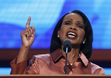 Former Secretary of State Condoleezza Rice speaks during the third session of the Republican National Convention in Tampa, Florida August 29 Former Secretary of State Condoleezza Rice speaks during the third session of the Republican National Convention in Tampa, Florida August 29