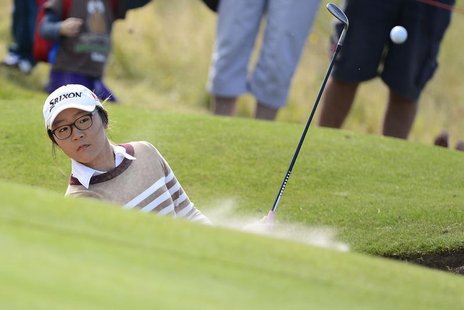 Lydia Ko of New Zealand plays her third shot from the bunker on the first hole during the second round of the British Women's Open Golf tour Lydia Ko of New Zealand plays her third shot from the bunker on the first hole during the second round of the British Women's Open Golf tour