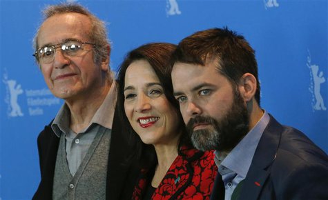 Director Sebastian Lelio (R-L), actress Paulina Garcia and actor Sergio Hernandez pose during a photocall to promote the movie "Gloria" at t Director Sebastian Lelio (R-L), actress Paulina Garcia and actor Sergio Hernandez pose during a photocall to promote the movie "Gloria" at t