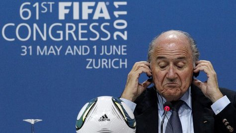 FIFA President Sepp Blatter reacts during a news conference after being re-elected for a fourth term as president of world soccer's governin FIFA President Sepp Blatter reacts during a news conference after being re-elected for a fourth term as president of world soccer's governin
