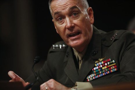 Marine Corps General Joseph Dunford testifies at a Senate Armed Services Committee hearing in Washington, November 15, 2012. REUTERS/Jason R Marine Corps General Joseph Dunford testifies at a Senate Armed Services Committee hearing in Washington, November 15, 2012. REUTERS/Jason R