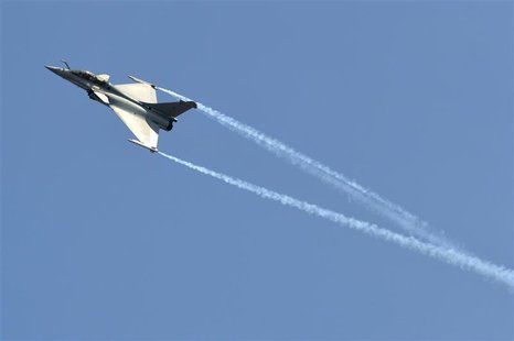 A Dassault Rafale combat aircraft, which has been selected by the Indian Air Force for purchase, performs during the inauguration ceremony o A Dassault Rafale combat aircraft, which has been selected by the Indian Air Force for purchase, performs during the inauguration ceremony o