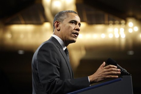 U.S. President Barack Obama speaks during the House Democratic Issues Conference in Lansdowne, Virginia, February 7, 2013. REUTERS/Jonathan U.S. President Barack Obama speaks during the House Democratic Issues Conference in Lansdowne, Virginia, February 7, 2013. REUTERS/Jonathan