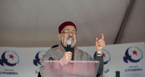 Rached Ghannouchi, leader of the Islamist Ennahda movement, Tunisia's main Islamist political party, gives a speech during a public meeting Rached Ghannouchi, leader of the Islamist Ennahda movement, Tunisia's main Islamist political party, gives a speech during a public meeting