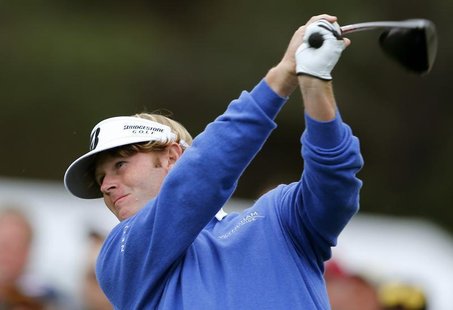 U.S. golfer Brandt Snedeker hits a driver off the 10th tee of the south course at Torrey Pines during first round play at the Farmers Insura U.S. golfer Brandt Snedeker hits a driver off the 10th tee of the south course at Torrey Pines during first round play at the Farmers Insura