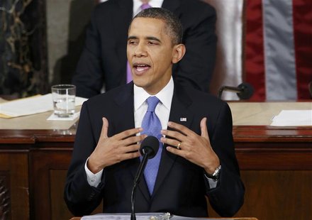 U.S. President Barack Obama delivers his State of the Union speech on Capitol Hill in Washington, February 12, 2013. REUTERS/Kevin Lamarque U.S. President Barack Obama delivers his State of the Union speech on Capitol Hill in Washington, February 12, 2013. REUTERS/Kevin Lamarque