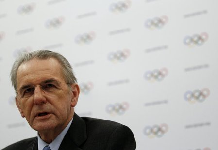 International Olympic Committee (IOC) President Jacques Rogge addresses during a news conference at the end of a two-day Executive Board mee International Olympic Committee (IOC) President Jacques Rogge addresses during a news conference at the end of a two-day Executive Board mee