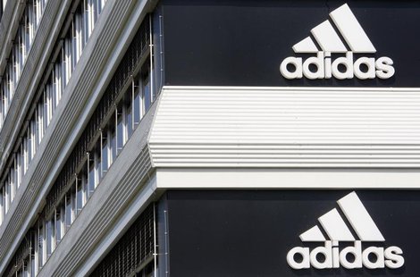 Adidias logos are seen on the company's building in Landersheim near Strasbourg March 31, 2009. REUTERS/Christian Hartmann Adidias logos are seen on the company's building in Landersheim near Strasbourg March 31, 2009. REUTERS/Christian Hartmann