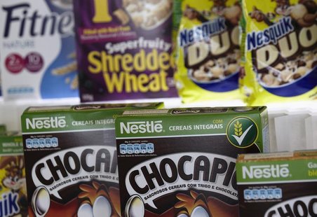 Packets of Nestle cereals are pictured at the Innovation Center of Cereal Partners Worldwide (CPW), a General Mills' joint venture with Nest Packets of Nestle cereals are pictured at the Innovation Center of Cereal Partners Worldwide (CPW), a General Mills' joint venture with Nest