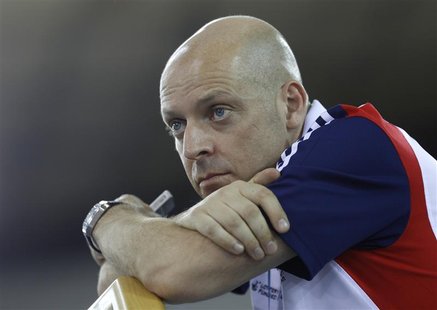 Team Britain cycling performance director David Brailsford attends the UCI Track Cycling World Cup at the Olympic Velodrome in London Februa Team Britain cycling performance director David Brailsford attends the UCI Track Cycling World Cup at the Olympic Velodrome in London Februa