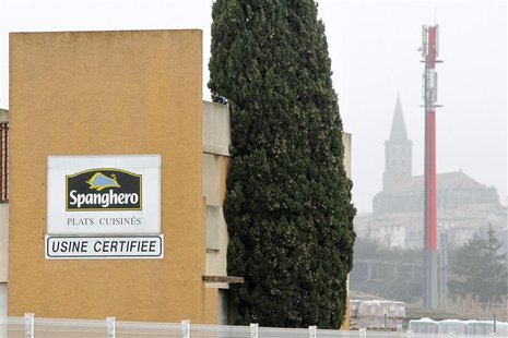 A sign with the Spanghero logo is seen at their head office in Castelnaudary, Southwestern France, February 14, 2013. An initial French inve A sign with the Spanghero logo is seen at their head office in Castelnaudary, Southwestern France, February 14, 2013. An initial French inve