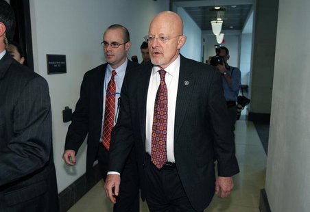 Director of National Intelligence James Clapper leaves the House Intelligence Committee after testify in a closed hearing at Capitol Hill in Director of National Intelligence James Clapper leaves the House Intelligence Committee after testify in a closed hearing at Capitol Hill in