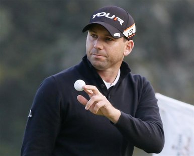 Sergio Garcia of Spain waves after making a birdie on the seventh hole during the first round of the Northern Trust Open golf tournament at Sergio Garcia of Spain waves after making a birdie on the seventh hole during the first round of the Northern Trust Open golf tournament at