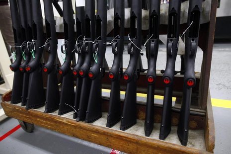Rifles are seen at the Sturm, Ruger & Co., Inc. gun factory in Newport, New Hampshire in this file photo taken January 6, 2012. REUTERS/Eric Rifles are seen at the Sturm, Ruger & Co., Inc. gun factory in Newport, New Hampshire in this file photo taken January 6, 2012. REUTERS/Eric