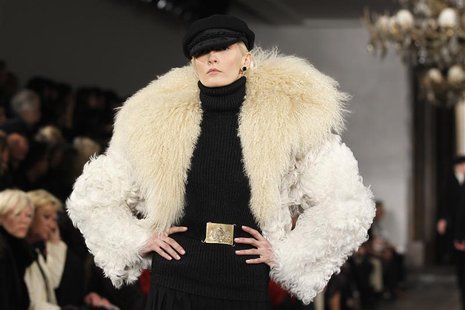 A model presents a creation from the Ralph Lauren Autumn/Winter 2013 collection during New York Fashion Week, February 14, 2013. REUTERS/Luc A model presents a creation from the Ralph Lauren Autumn/Winter 2013 collection during New York Fashion Week, February 14, 2013. REUTERS/Luc
