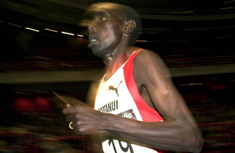 Moses Kiptanui of Kenya runs in the 3,000 meters race at the Stockholm international athletics meeting February 17. ME - RTRSDFL Moses Kiptanui of Kenya runs in the 3,000 meters race at the Stockholm international athletics meeting February 17. ME - RTRSDFL