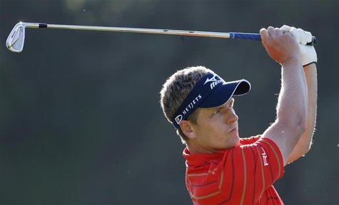 Luke Donald of England tees off on the 16th hole during the second round of the Northern Trust Open golf tournament at Riviera Country Club Luke Donald of England tees off on the 16th hole during the second round of the Northern Trust Open golf tournament at Riviera Country Club