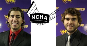 UW Stevens Point Hockey: Left-Junior forward Kyle Heck, Right-Freshman defenseman Alex Brooks
Image courtesy UWSP Athletic Department UW Stevens Point Hockey: Left-Junior forward Kyle Heck, Right-Freshman defenseman Alex Brooks
Image courtesy UWSP Athletic Department