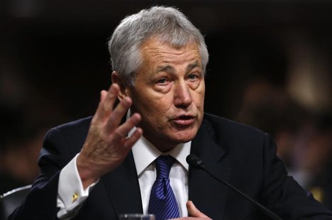 Former U.S. Senator Chuck Hagel (R-NE) testifies during a Senate Armed Services Committee hearing on his nomination to be Defense Secretary, Former U.S. Senator Chuck Hagel (R-NE) testifies during a Senate Armed Services Committee hearing on his nomination to be Defense Secretary,