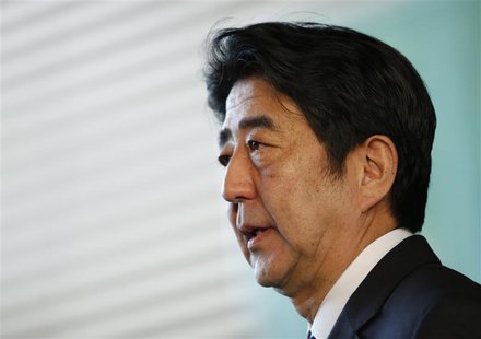 Japan's Prime Minister Shinzo Abe speaks to media after attending a meeting of Security Council of Japan at his official residence in Tokyo Japan's Prime Minister Shinzo Abe speaks to media after attending a meeting of Security Council of Japan at his official residence in Tokyo
