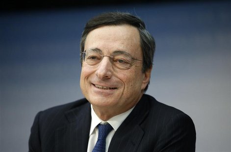 European Central Bank (ECB) President Mario Draghi attends the monthly ECB news conference in Frankfurt December 6, 2012. REUTERS/Lisi Niesn European Central Bank (ECB) President Mario Draghi attends the monthly ECB news conference in Frankfurt December 6, 2012. REUTERS/Lisi Niesn