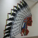 Indian Head painted on wall of Saugatuck High School Indian Head painted on wall of Saugatuck High School