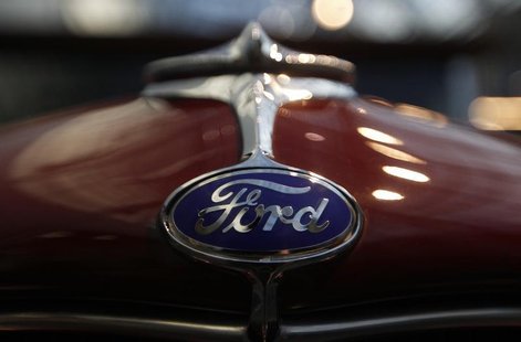 A logo of a Ford car is pictured during a press presentation prior to the Essen Motor Show in Essen November 30, 2012. REUTERS/Ina Fassbende A logo of a Ford car is pictured during a press presentation prior to the Essen Motor Show in Essen November 30, 2012. REUTERS/Ina Fassbende