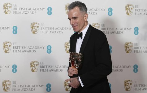 Daniel Day-Lewis celebrates after winning the Best Actor award for "Lincoln" at the British Academy of Film and Arts (BAFTA) awards ceremony Daniel Day-Lewis celebrates after winning the Best Actor award for "Lincoln" at the British Academy of Film and Arts (BAFTA) awards ceremony