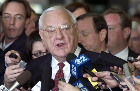 Former Illinois Governor George Ryan gives a statement after being found guilty in his corruption trial in the federal court in Chicago in t Former Illinois Governor George Ryan gives a statement after being found guilty in his corruption trial in the federal court in Chicago in t
