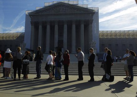People line up for admission at the U.S. Supreme Court in Washington October 1, 2012. REUTERS/Gary Cameron People line up for admission at the U.S. Supreme Court in Washington October 1, 2012. REUTERS/Gary Cameron