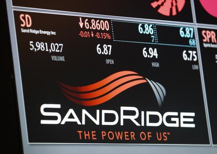 An electronic display identifies the post that trades SandRidge Energy stock on the floor of the New York Stock Exchange, January 11, 2013. An electronic display identifies the post that trades SandRidge Energy stock on the floor of the New York Stock Exchange, January 11, 2013.