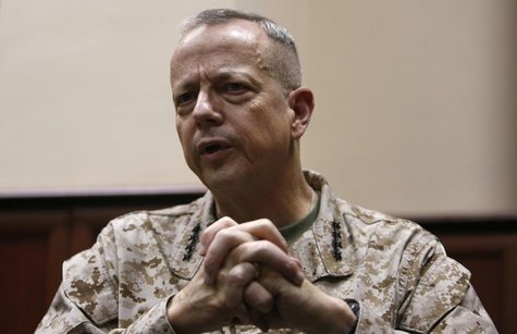 General John Allen, the commander of U.S. and NATO forces in Afghanistan, speaks during an interview in Kabul February 9, 2013. REUTERS/Moha General John Allen, the commander of U.S. and NATO forces in Afghanistan, speaks during an interview in Kabul February 9, 2013. REUTERS/Moha
