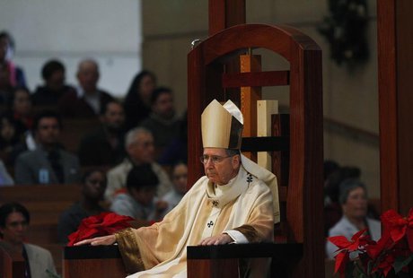 Cardinal Mahony, the Archbishop of Los Angeles Archdiocese, attends Holy Mass during Christmas at Cathedral of Our Lady of the Angels in Los Cardinal Mahony, the Archbishop of Los Angeles Archdiocese, attends Holy Mass during Christmas at Cathedral of Our Lady of the Angels in Los
