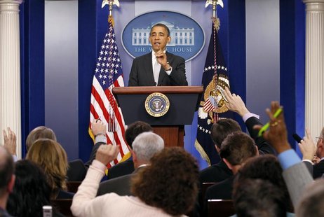 U.S. President Barack Obama takes questions from members of the media in the White House Briefing Room December 19, 2012. REUTERS/Kevin Lama U.S. President Barack Obama takes questions from members of the media in the White House Briefing Room December 19, 2012. REUTERS/Kevin Lama