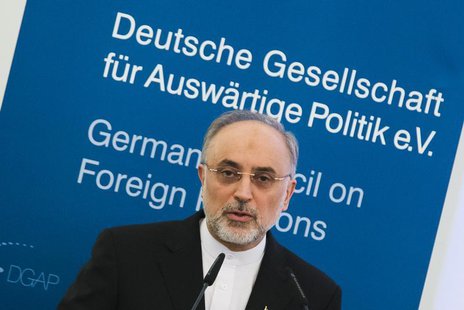 Iran's Foreign Minister Ali Akbar Salehi delivers a speech at the German Council on Foreign Relations in Berlin February 4, 2013. REUTERS/Th Iran's Foreign Minister Ali Akbar Salehi delivers a speech at the German Council on Foreign Relations in Berlin February 4, 2013. REUTERS/Th